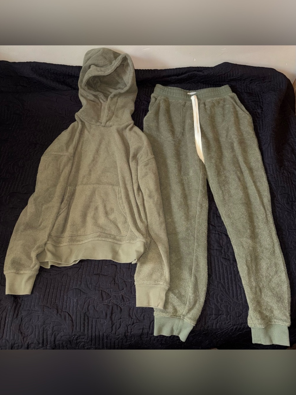 Outerknown Olive Fleece Hoodie Set Size XS